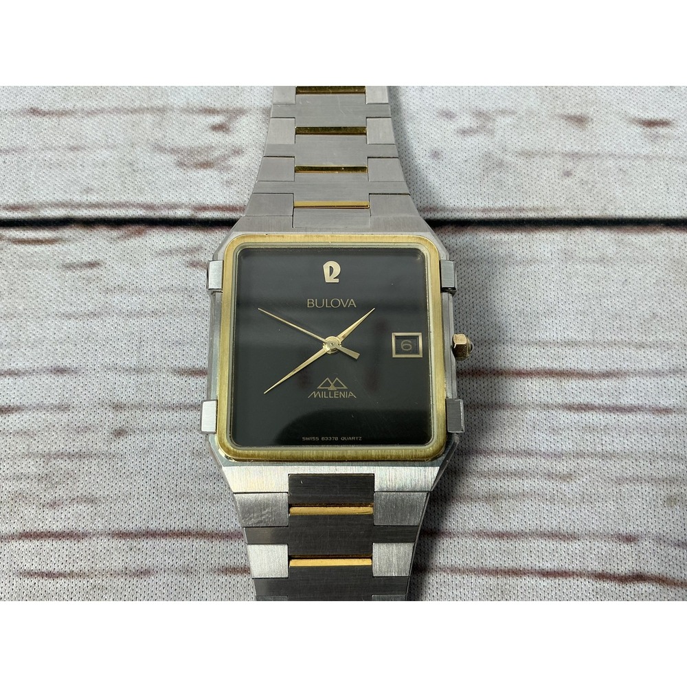 Bulova Millenia Men's 83378 Quartz Watch Two-Tone Stainless Steel Black Dial